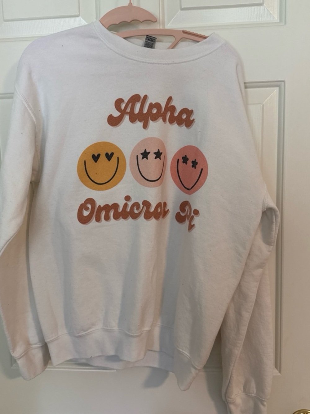 Sorority Alpha Omicron Pi White Graphic Crewneck Sweatshirt